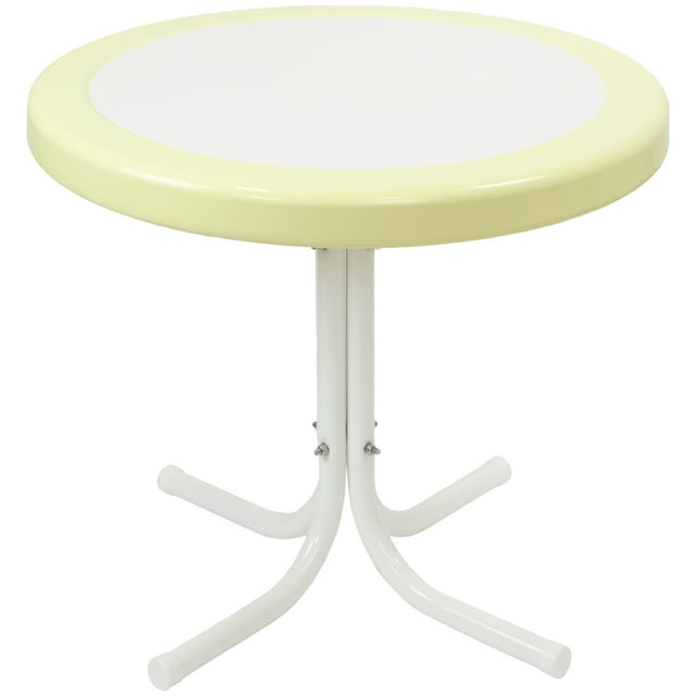 Northlight 22" Outdoor Retro Tulip Side Table, Yellow and White