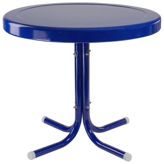Northlight 22" Outdoor Retro Tulip Steel Side Table, Blue