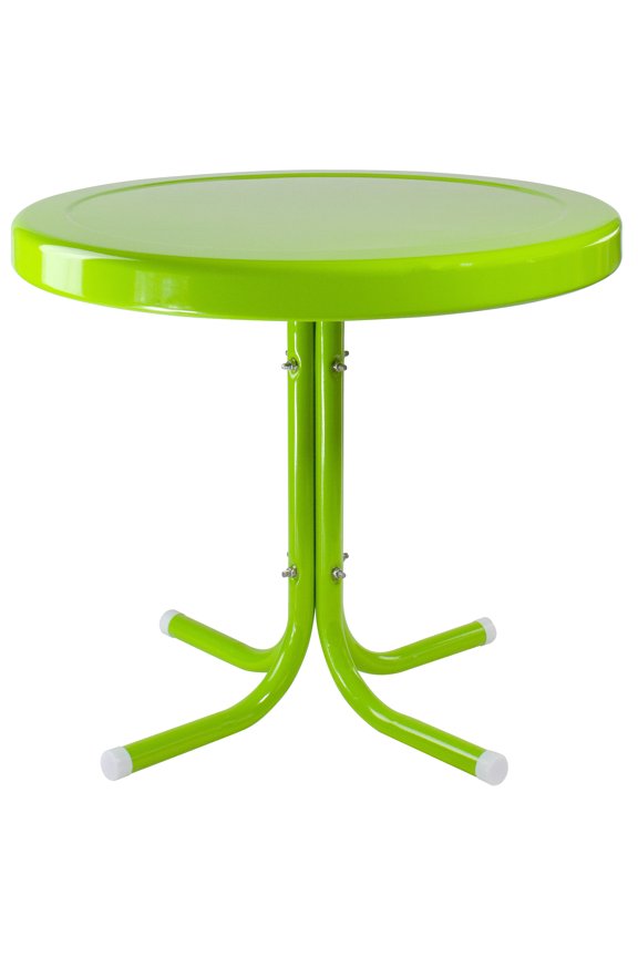 22" Outdoor Retro Tulip Steel Side Table, Lime Green