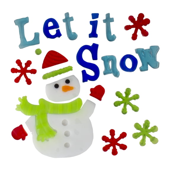 Northlight 22-Piece Red and Blue “Let it Snow” Gel Christmas Window Clings