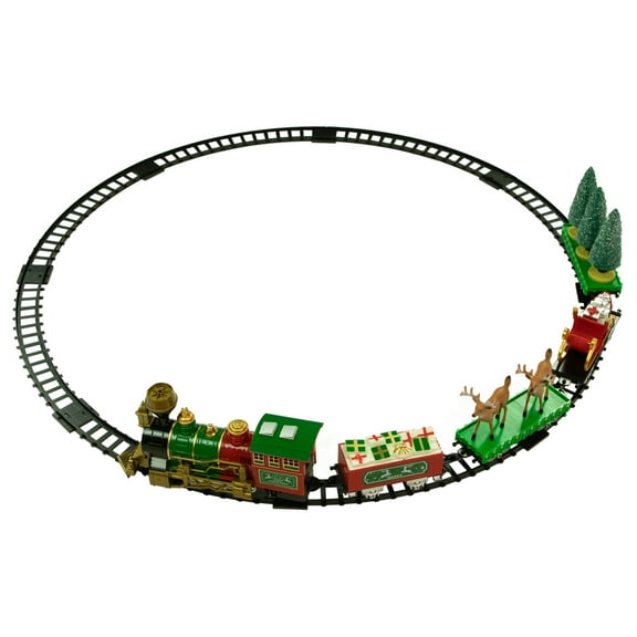 Northlight Animated Christmas Train Set with Working Smokestack - Red and Green - 22-Piece