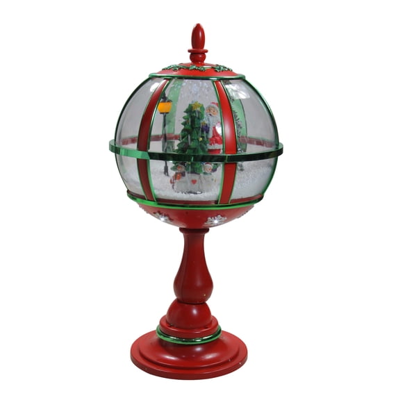 Northlight 23.5" Lighted Red Musical Snowing Santa with Christmas Tree Street Lamp