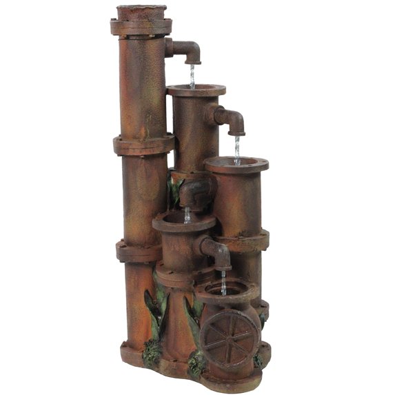 Northlight 23.5" Weathered Cascading Pipes Outdoor Patio Garden Water Fountain - Brown
