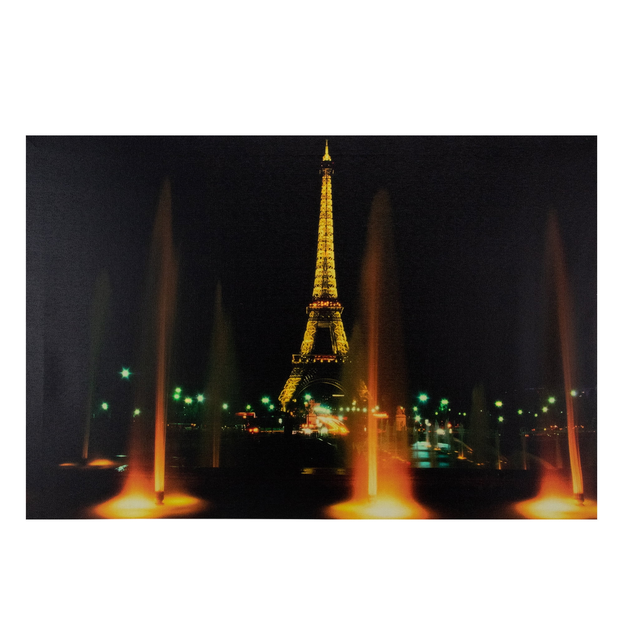 Illuminated Eiffel Tower Paris Night Canvas Wall Art with LED Lights