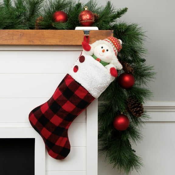 Northlight 23" Black and Red Rustic Buffalo Plaid Christmas Stocking