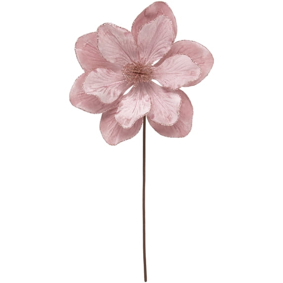 Northlight 23" Glittered Pink Magnolia Christmas Stem Spray