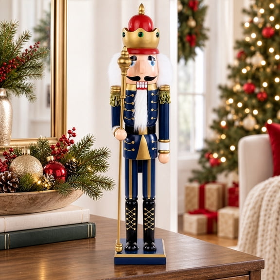 Northlight 24" Blue and Gold Christmas Nutcracker King with Scepter