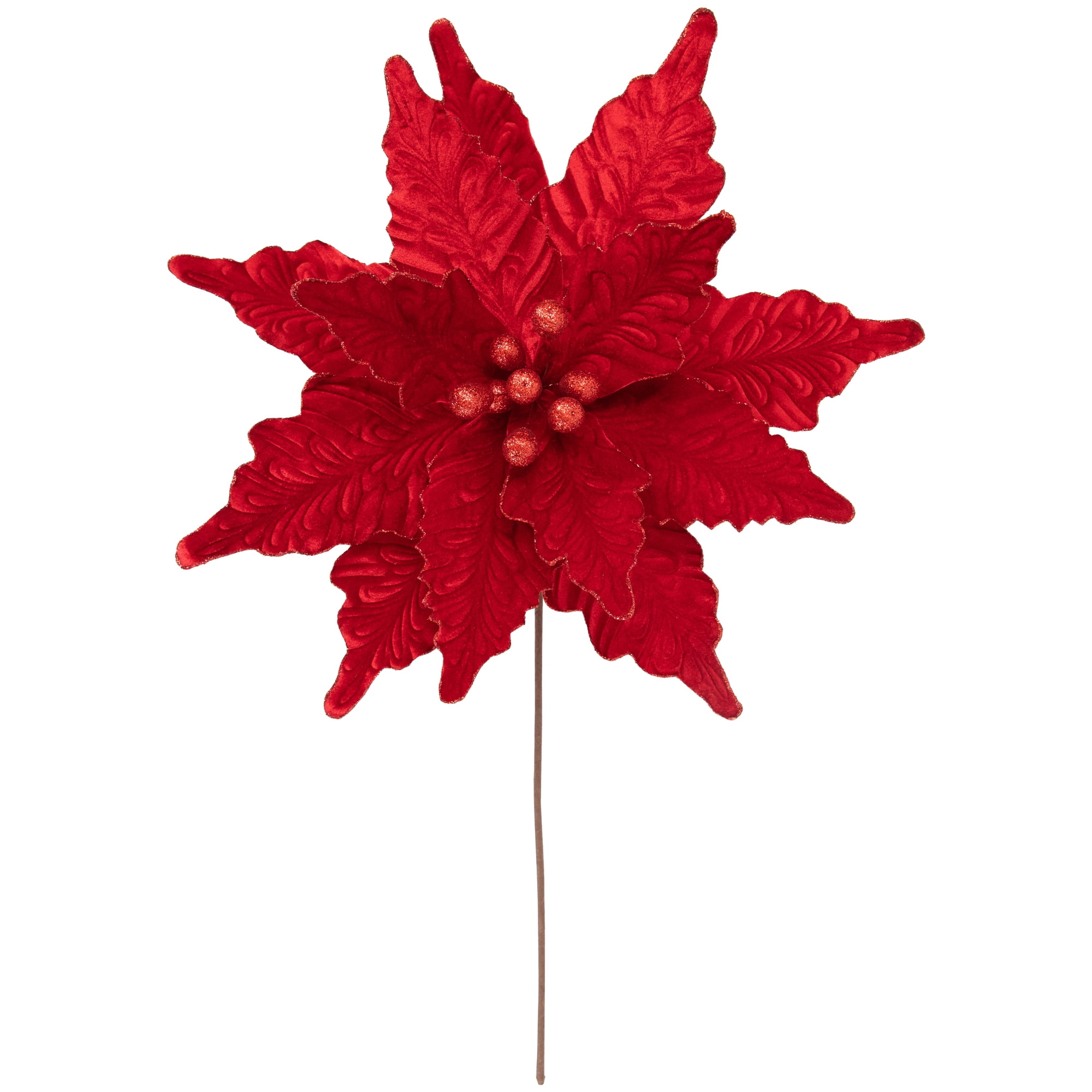 Northlight 24" Glittered Red Poinsettia Christmas Stem Spray
