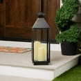 thumbnail image 1 of Northlight Lantern with Flameless LED Candles - 24" - Gold and Brushed Black, 1 of 9