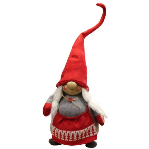 Northlight 24" Grinning Female Gnome Decoration with Red Apron and Twine Bow