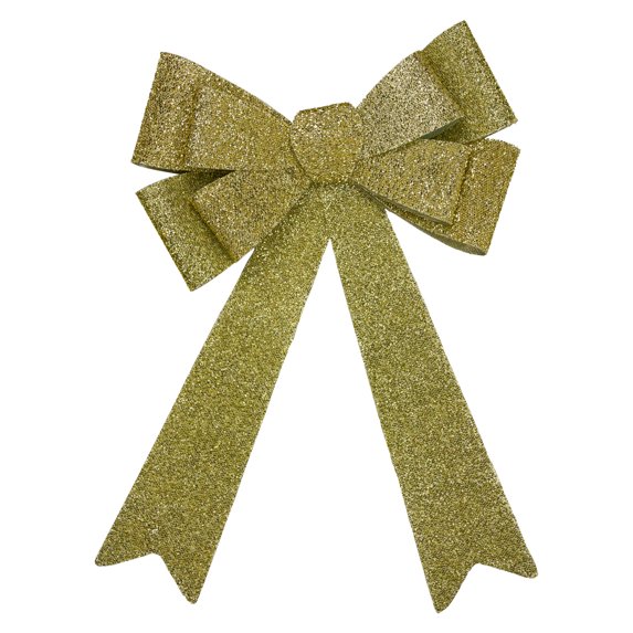 Northlight 24" LED Lighted Tinsel Bow Christmas Decoration Solid Gold