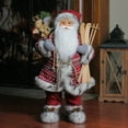 thumbnail image 1 of 24" Nordic Skiing Standing Santa Claus Christmas Figure with Burlap Gift Bag, 1 of 3