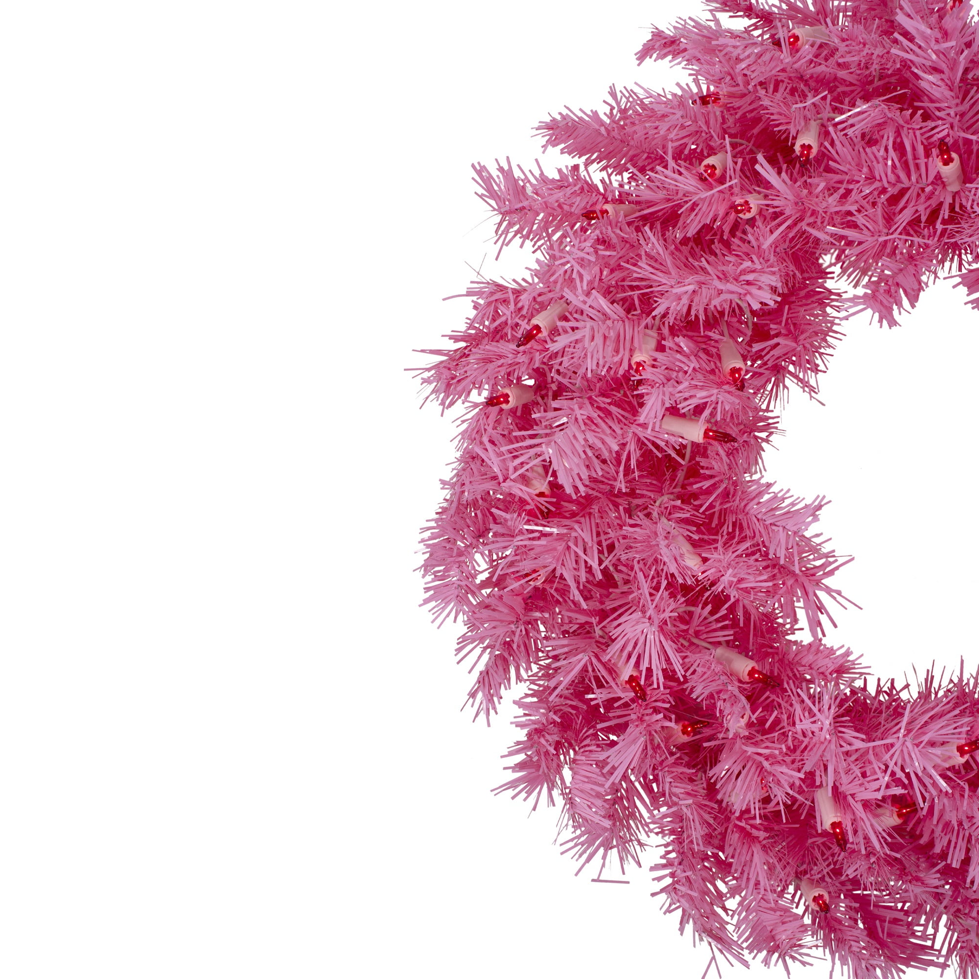 Northlight 24" Pre-Lit Pink Spruce Artificial Christmas Wreath, Pink Lights