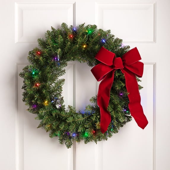 Northlight 24" Prelit LED Lights Northern Pine Artificial Christmas Wreath - Multi Lights