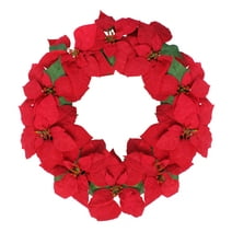 Northlight 24" Red Artificial Poinsettia Flower Christmas Wreath - Unlit