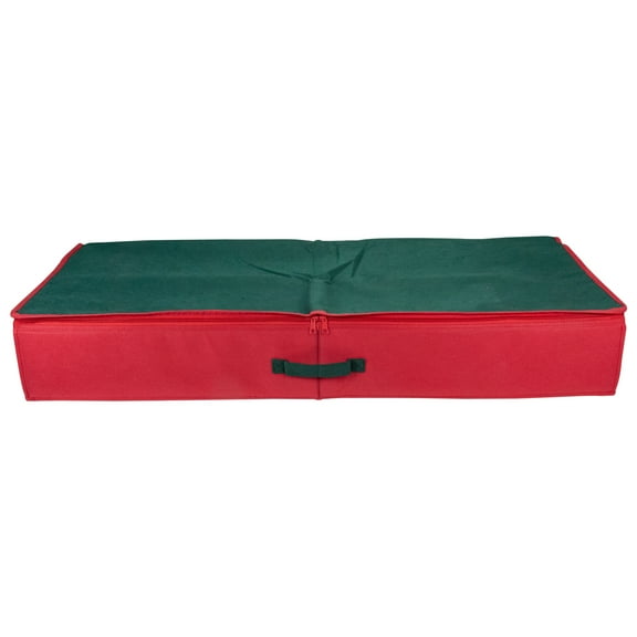 Northlight 24 Red and Green Christmas Decoration Storage Bag with Clear Transparent Lid