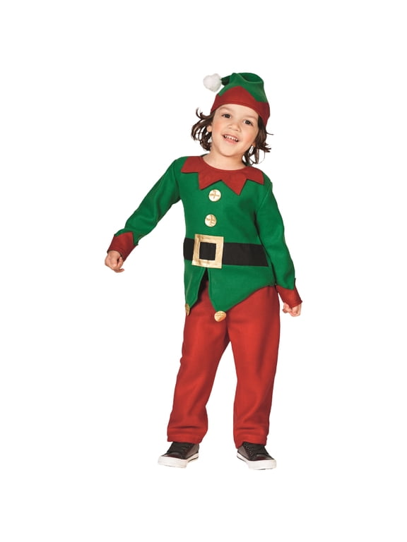 Elf Boy's Costume With a Christmas Santa Hat - 4-6 Years