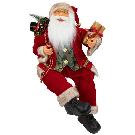 Northlight 24" Sitting Santa Claus with Gift Bag and Presents Christmas Figure