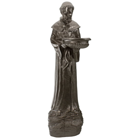 Northlight 24" St. Francis of Assisi Dark Brown Religious Bird Feeder Outdoor Patio Garden Statue