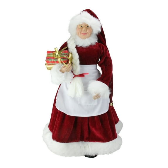 Northlight 24" Traditional Mrs Claus with Braided Hair and Gifts Christmas Figure