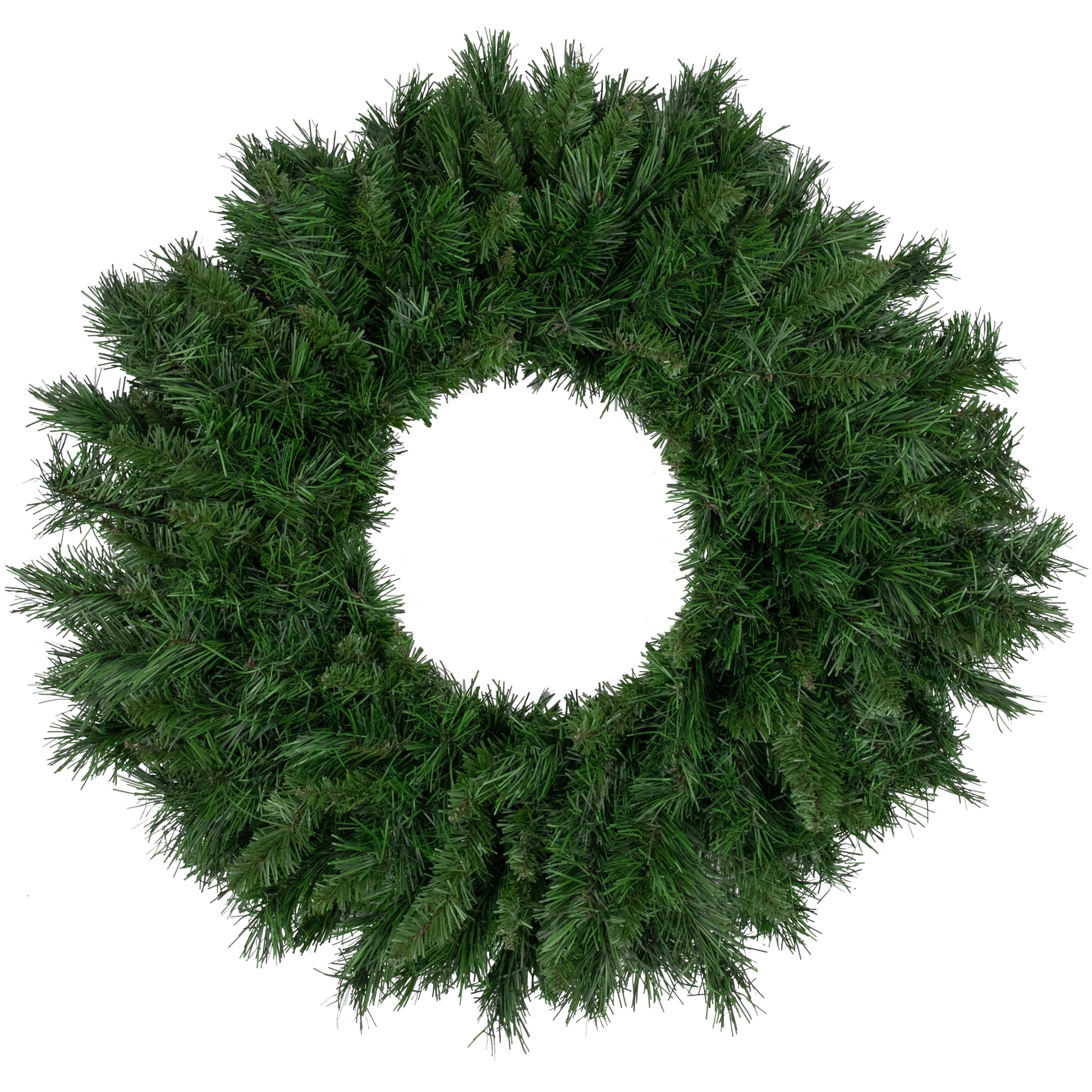 24-Inch Green Artificial Pine Christmas Wreath with Metal Frame