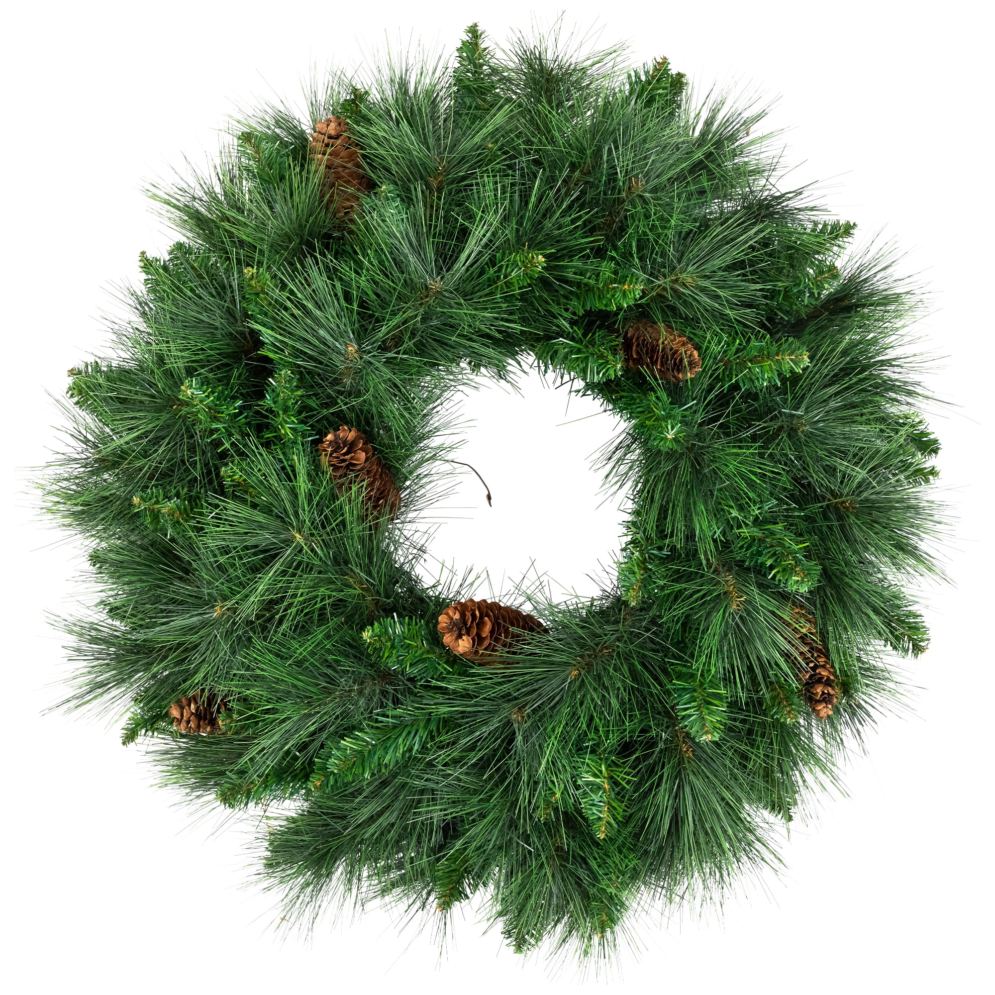 24" Prelit White Valley Pine Artificial Christmas Wreath with Clear Lights