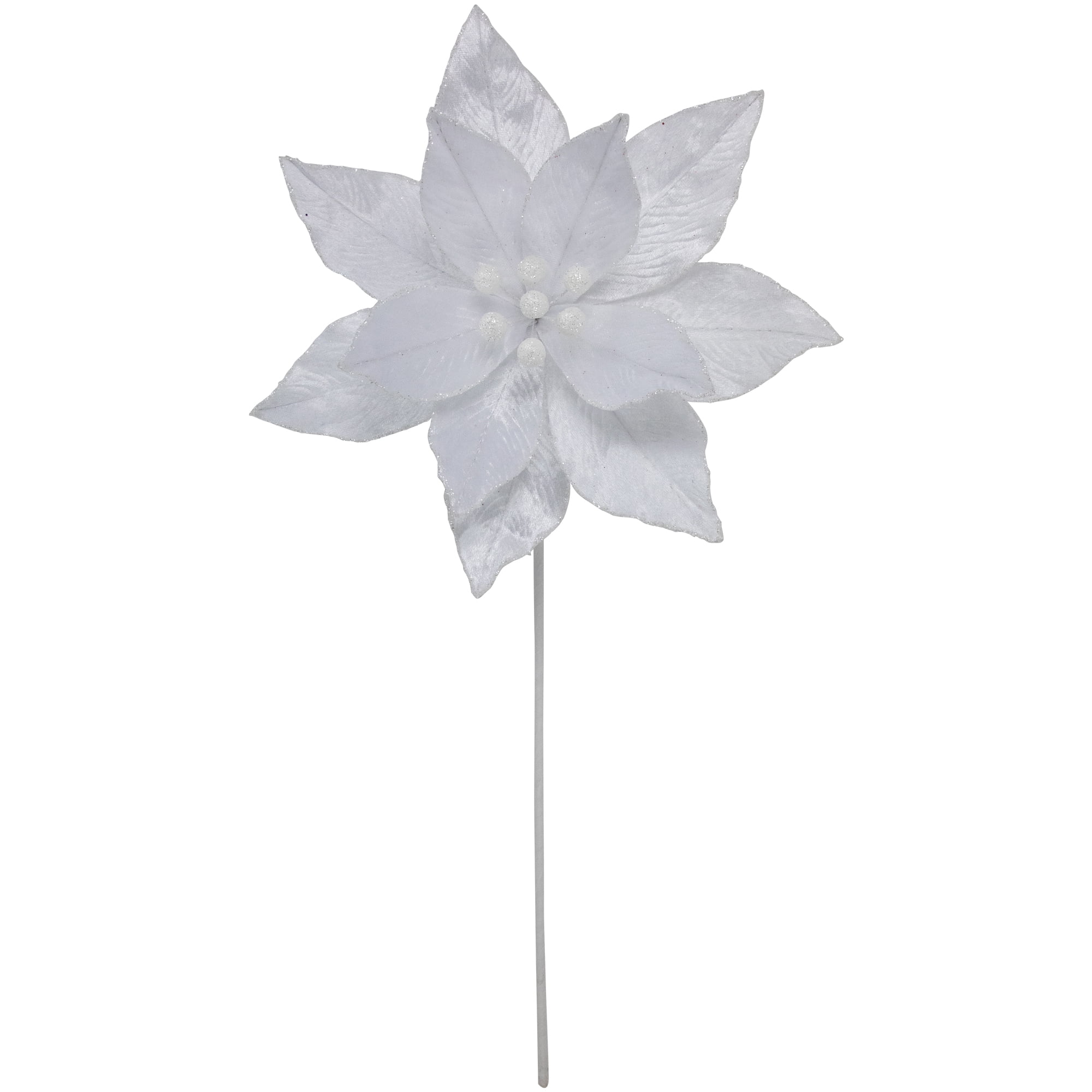 Northlight 24" White Glittered Poinsettia Christmas Stem Spray