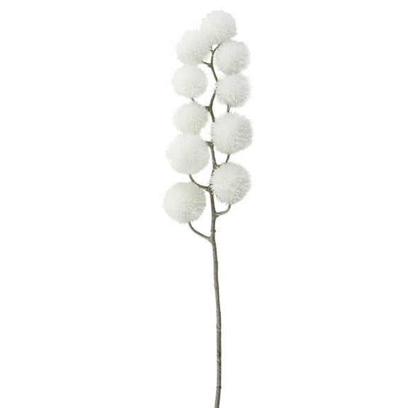 Northlight 24" White Glittered Pom Pom Artificial Christmas Spray