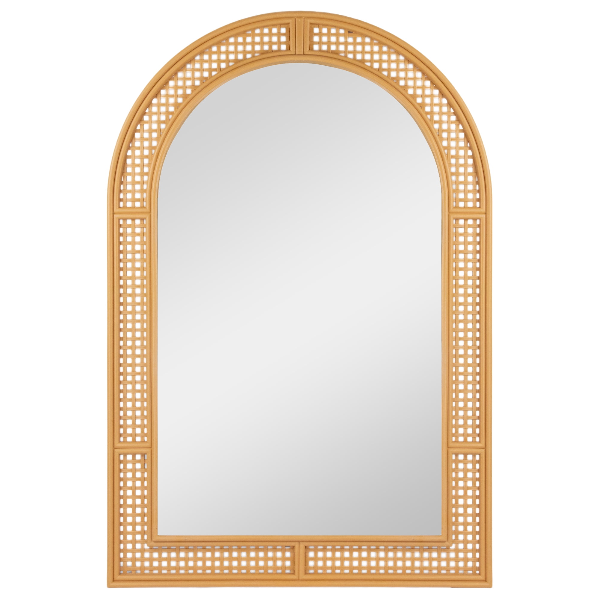 Northlight 24" x 36" Beige Arched Rattan Weaved Wall Mirror