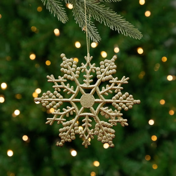 Northlight 24ct Glamour Glitter Snowflake Christmas Ornament Set 4" - Gold