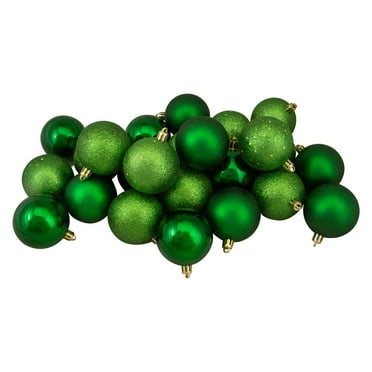 Northlight 24ct Shatterproof 4-Finish Christmas Ball Ornament Set 2.5" - Green