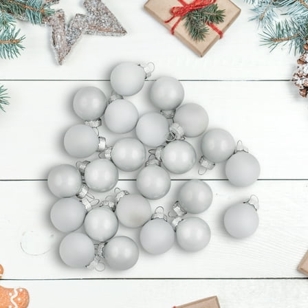 Northlight 2-Finish Mini Christmas Glass Ball Ornaments - 1" (25mm) - White - 24pc