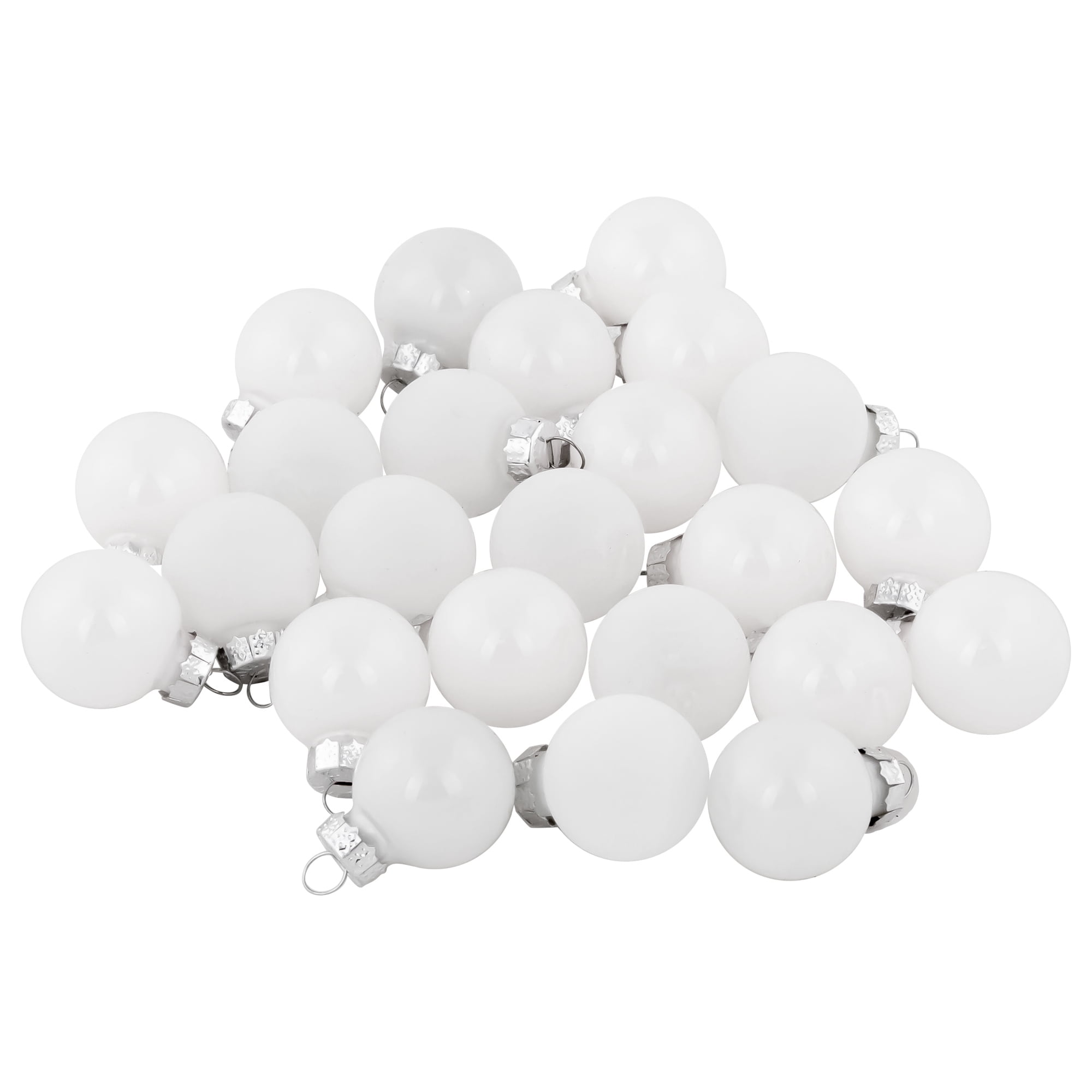 White Shiny and Matte Glass Christmas Ball Ornaments Set