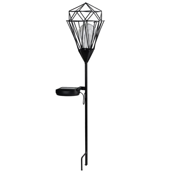 Northlight 25.5" Black Solar Powered LED Outdoor Patio Metal Lantern with Garden Stake