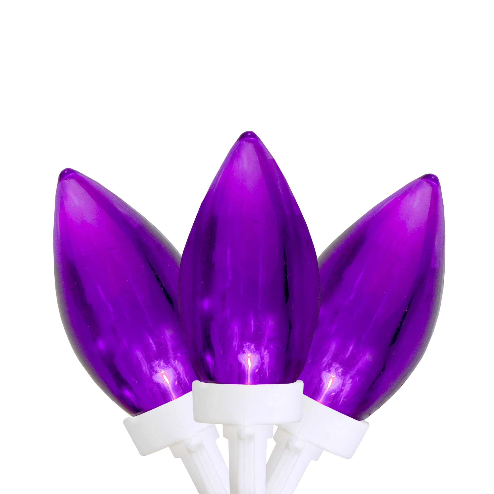 Northlight 25 Count Purple LED C9 Christmas Lights, 16 ft White Wire