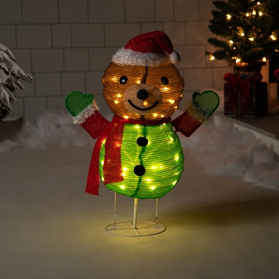 Northlight Pre-Lit LED Pop-up Bear in Santa Hat Outdoor Christmas Decoration - 27"
