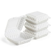 Northlight 250-Count Single Compartment Hinged White Take Out Containers - 6