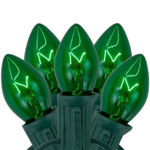 Northlight C7 Christmas String Lights - Green - 24' Green Wire - 25ct