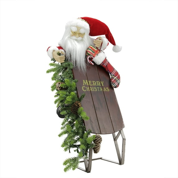 Northlight 26" Battery Operated Lighted Musical Santa Claus with Sleigh Christmas Decoration