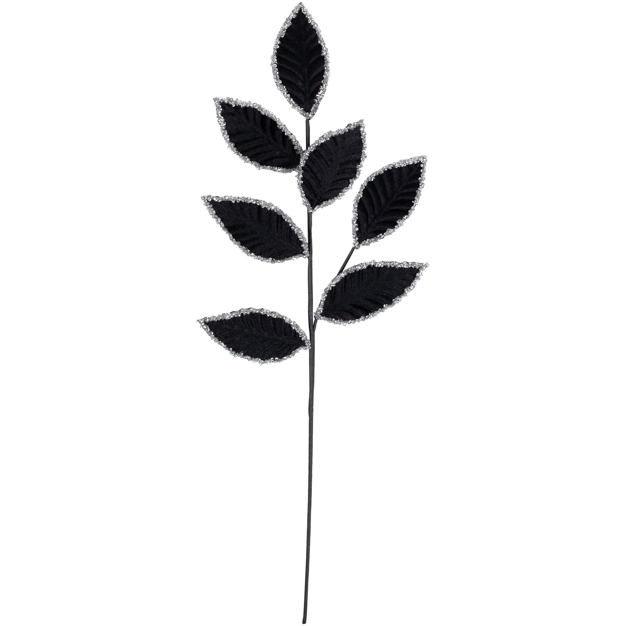 Northlight 26" Black and Silver Sequin Leaves Christmas Spray