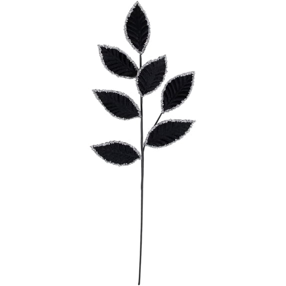 Northlight 26" Black and Silver Sequin Leaves Christmas Spray