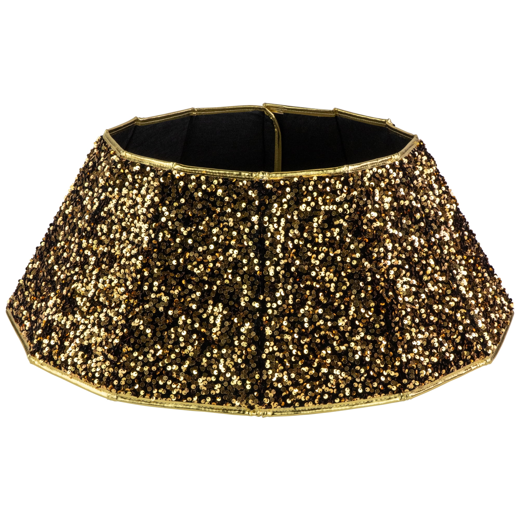 Gold Sequins Hexagonal Christmas Tree Collar with Metallic Trim