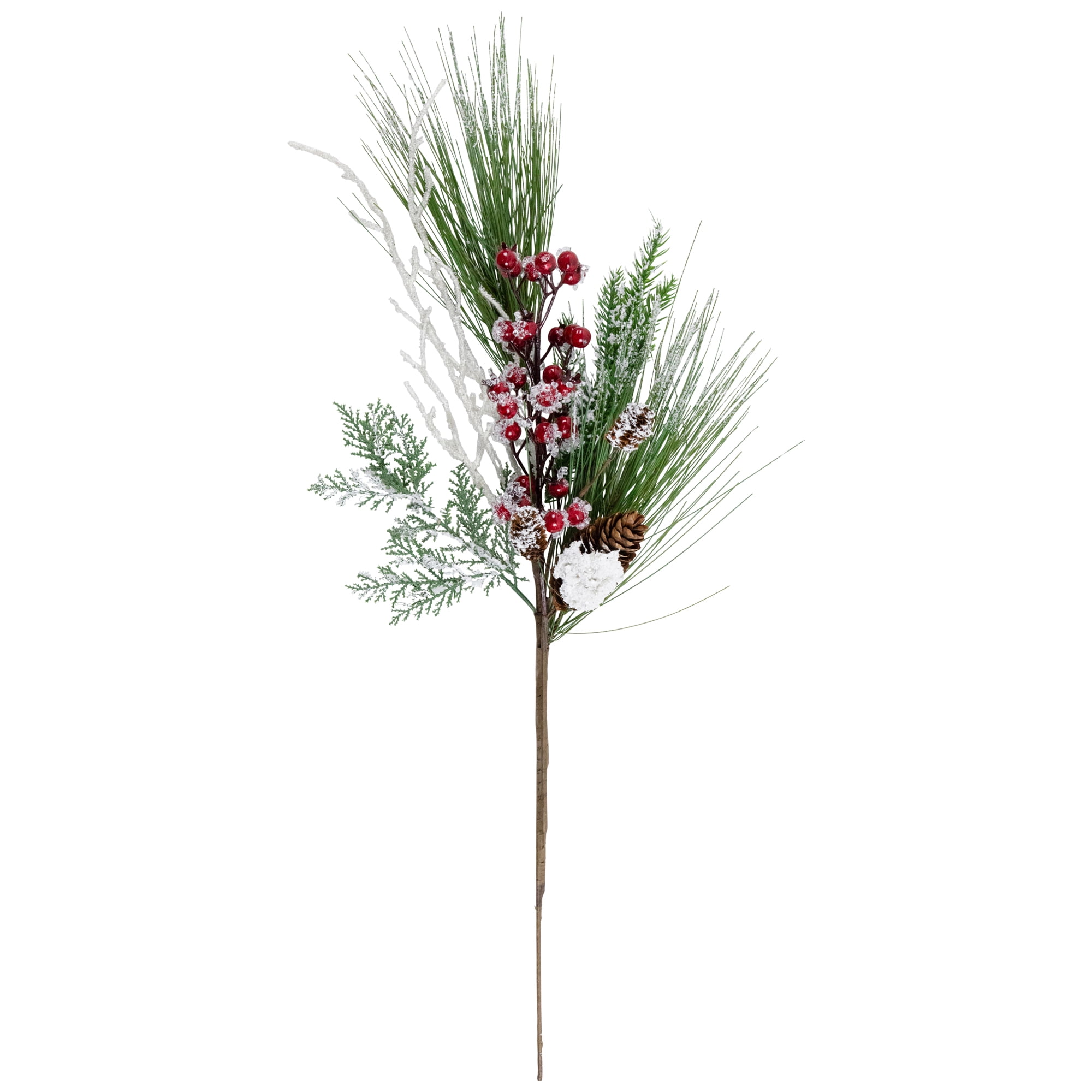 Festive Tabletop Christmas Spray with Red Berries and Pine Cones