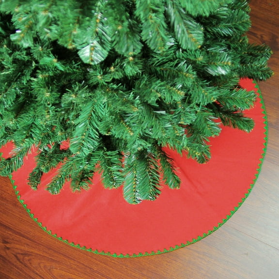 Northlight 26-Inch Red with Green Shell Stitching Mini Christmas Tree Skirt With a Hook and Latch