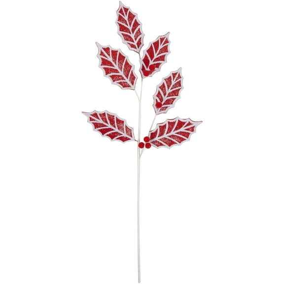 Northlight 26" Red and White Frosted Holly Christmas Spray