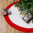 thumbnail image 1 of Northlight 26" Traditional White Velveteen Christmas Tree Skirt with Red Trim, 1 of 4