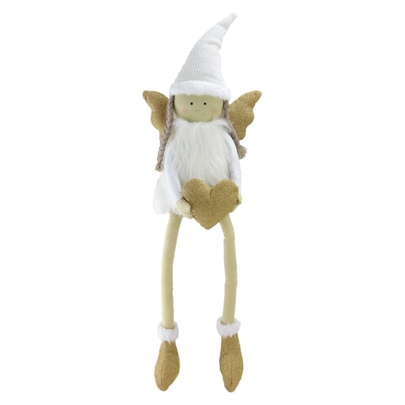 Northlight 26" White and Gold Sitting Girl Angel with Dangling Legs Tabletop Decor