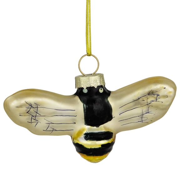 Northlight 3.25" Black and Yellow Bee Glass Christmas Ornament