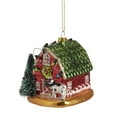 thumbnail image 1 of 3.5" Red and Green Dairy Barn with Christmas Lights Glass Ornament, 1 of 4