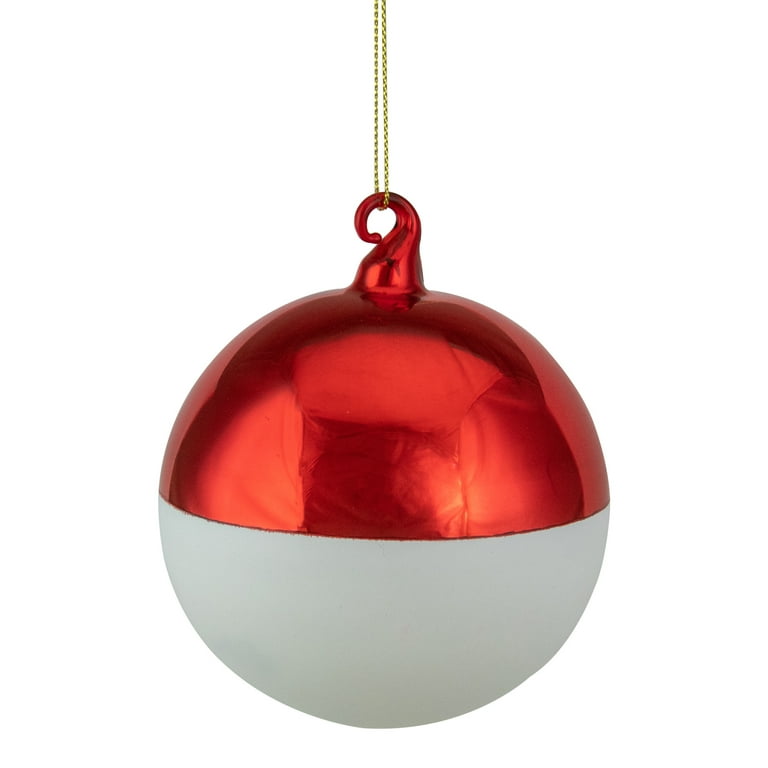 Red and 2024 white glass ornaments